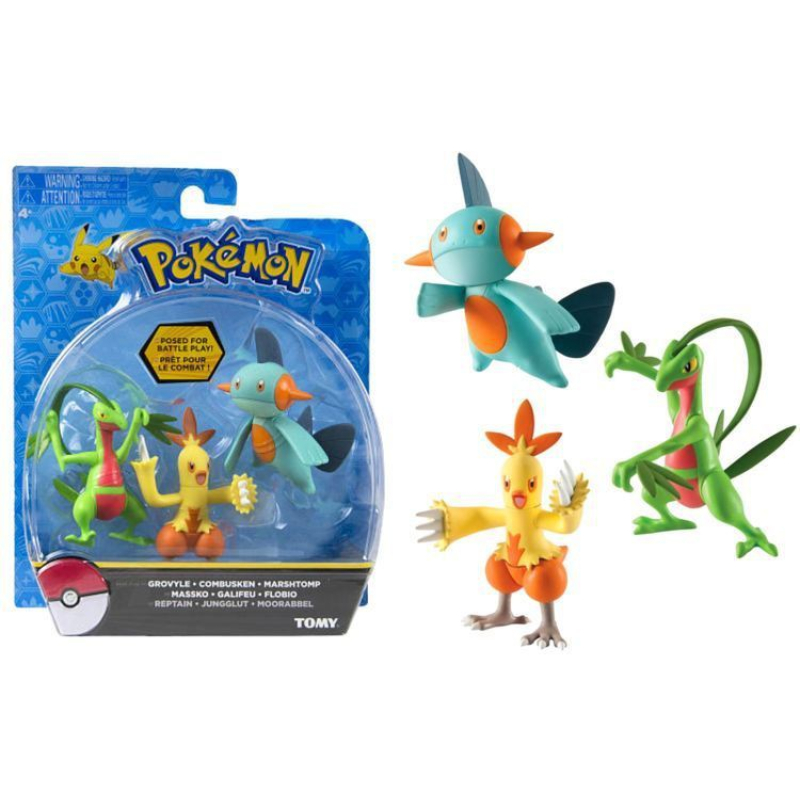 Pokemon actie figuren 3-pack Grovyle, Combusken & Marshtomp 6cm (hoenn)