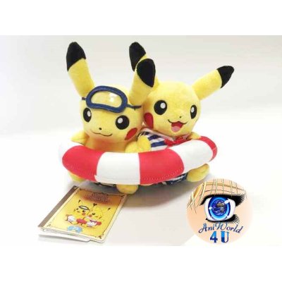 Authentic Pokemon Center plush Monthly Pair Pikachu Swimsuit Plush July 2016 16cm