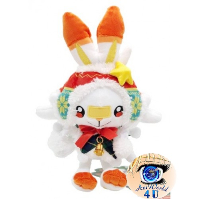 Officiële Pokemon center knuffel Scorbunny Christmas Wonderland 25cm (staand)